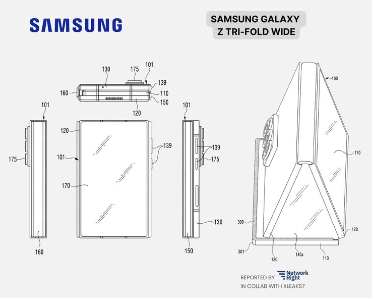 Samsung Galaxy Z TriFold Wide Skizzen aus dem Patent