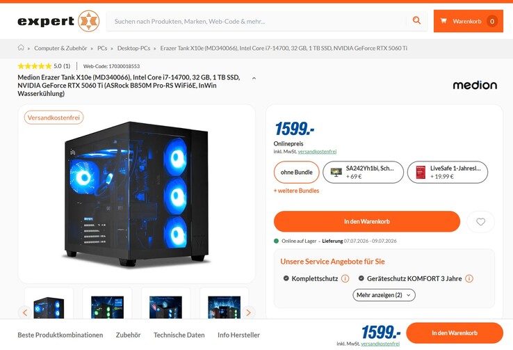 Medion Erazer Tank X10 für 1.599 Euro.
