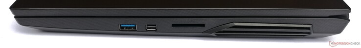 Rechte Seite: 1x USB 3.2 Gen2 Typ-A, 1x MiniDP 1.2, SD-Kartenleser