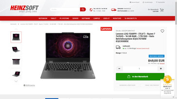 Nur wenige Exemplare verfügbar: Lenovo LOQ 15ARP9 für 849 Euro.