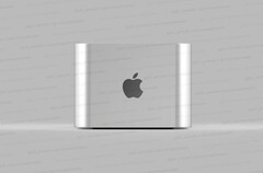 Apples neuer Mac Pro mit M1-Max-Duo/Quadro-SoC etwa halb so groß im Mac mini ähnlichen Design (Render-Bild von Jon Prosser)