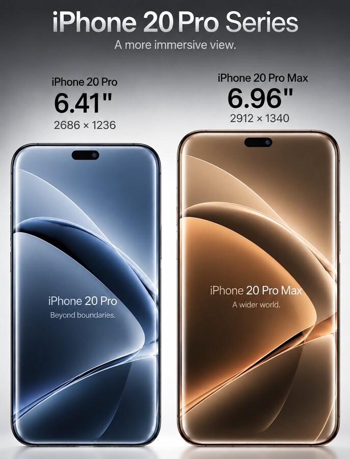 Die aktuell erwarteten Display-Specs der iPhone 20 Pro Generation.