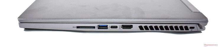 rechts: SD-Kartenleser, USB A 3.2, Thunderbolt 4, HDMI 2.1, Kensington