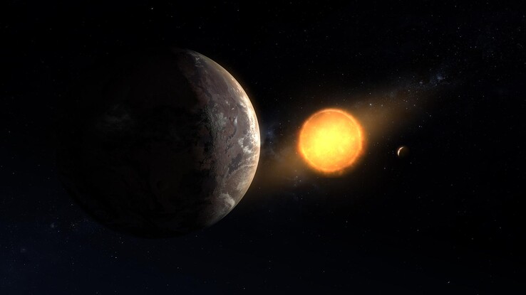 Exoplanet Kepler-1649c und sein Stern - künstlerische Illustration 