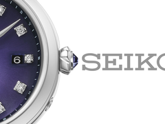 Die Seiko HEE004J (im Bild) ist mit elf im Labor gezüchteten Diamanten an allen Indizes außer der Zwölf-Uhr-Position ausgestattet.