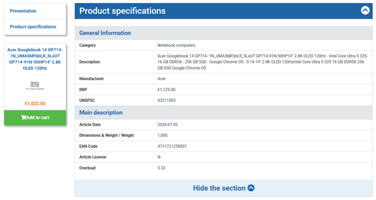 Acer Googlebook 14 technische Daten und Preis