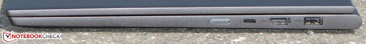 Rechte Seite: Einschaltknopf, Thunderbolt 3, HDMI, USB 3.1 Gen 1 (Typ A)