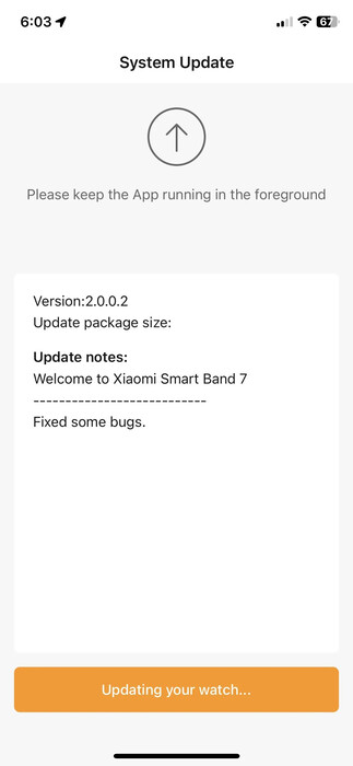 Xiaomi Smart Band 7 Update 2.0.0.2 (Bild: Reddit)
