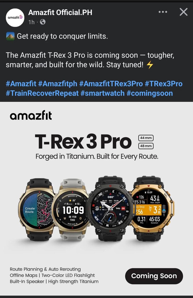 (Bildquelle: Zepp Health, Amazfit Official.PH, via Reddit)