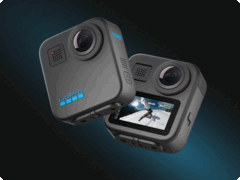 Die GoPro Max bietet unter anderem 360-Grad-Aufnahmen mit zwei Objektiven und ein integriertes Display.