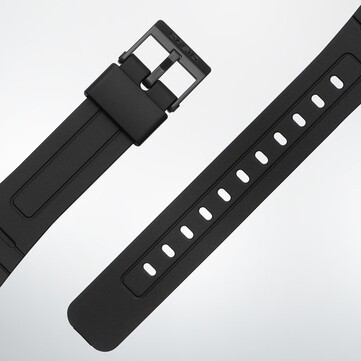 Nahaufnahme der Resin-Armbänder der Casio F-B100W.
