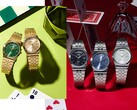 Werbebild der Casio MTP-B146-Kollektion mit silber- und goldfarbenen Edelstahluhren sowie schwarzen, hellblauen, grünen und champagnerfarbenen Zifferblättern