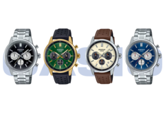Von links nach rechts: Casio Edifice EFR-575D-1A, EFR-575CL-3A, EFR-575L-7A und die EFR-575D-2A. (Bildquelle: Casio)