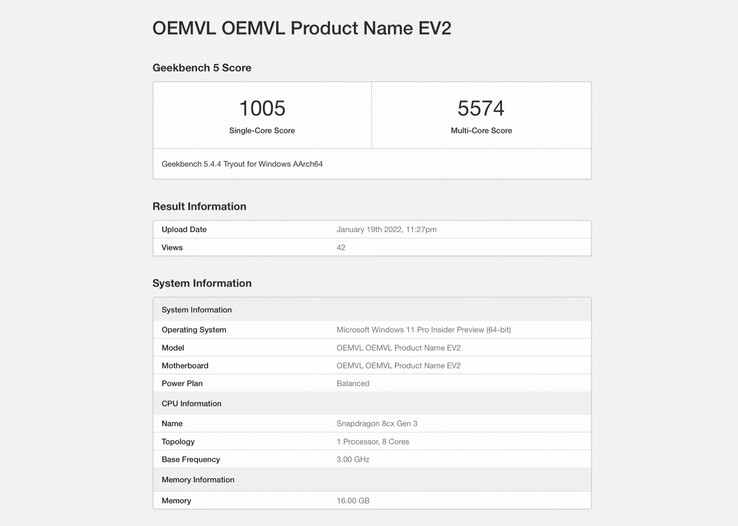 Der Qualcomm Snapdragon 8cx Gen 3 kann mit etwas älteren Notebook-Prozessoren von Intel und AMD Schritt halten. (Screenshot: Geekbench)
