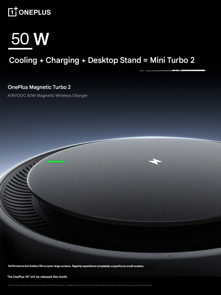 Das neue OnePlus Magnetic Turbo 2 50W-Wireless-Ladegerät.
