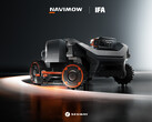 Der Navimow H5 Pro fährt mit einem speziellen Arm für den Randschnitt vor.