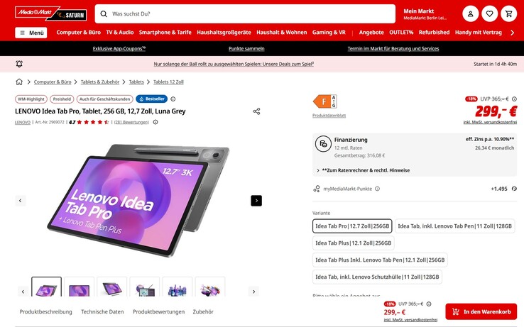 Lenovo Idea Tab Pro für 299 Euro.