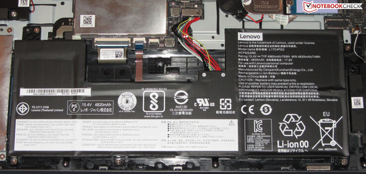 Der Akku bietet eine Kapazität von 76 Wh.