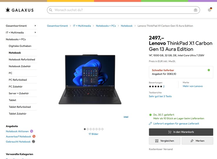Lenovo ThinkPad X1 Carbon G13 21NS004UGE für 2.497 Euro.