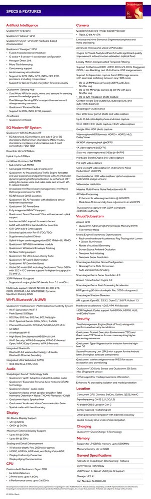 Zum Vergleich die Specs des Snapdragon 8 Elite Gen 5.