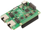Eine neue Platine bringt zweimal schnelles Ethernet und M.2 auf den Raspi (Bildquelle: Radxa)