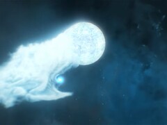 Konzeptionelles Bild des Schwarzen Lochs, das den Stern auffrisst (Bildquelle: NASA-Video via YouTube; bearbeiteter Screenshot)