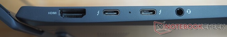 linke Seite: HDMI, 2x USB-C 4 (Thunderbolt 4, DisplayPort, Power Delivery), Audio (Headset/Mic)