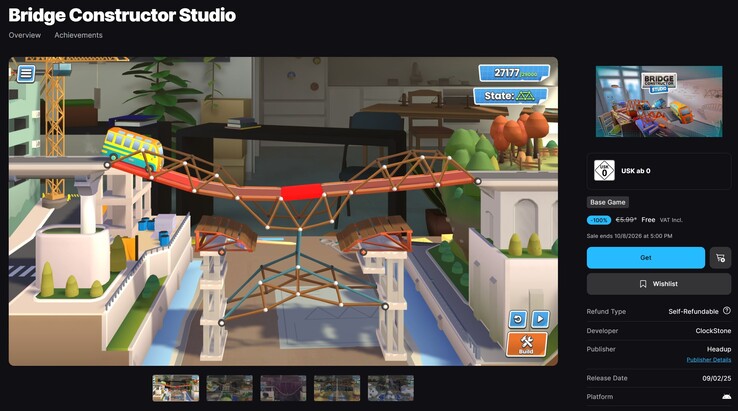 Bridge Constructor Studio kostenlos im Epic Games Store