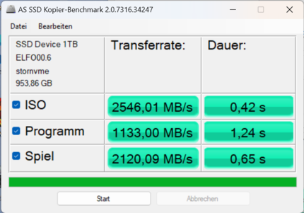 AS SSD Kopier Benchmark