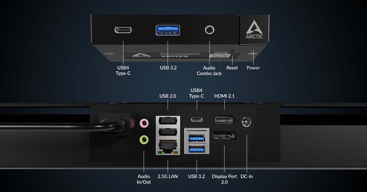 Wichtige Anschlüsse stehen am Frontpanel (oben) bereit