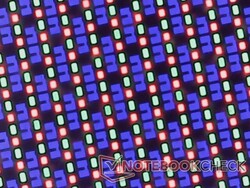Scharfe OLED-Subpixel-Aufnahme vom glänzenden Overlay
