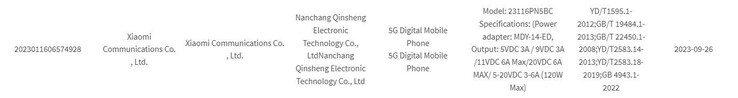 Die 3C-Zertifizierung deutet auf 120 Watt Schnellladen beim Xiaomi 14 Pro.
