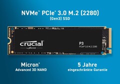 Die Crucial P3 SSD mit 4TB Speicherkapazität ist bei Amazon für 199 Euro verfügbar (Bild: Crucial)