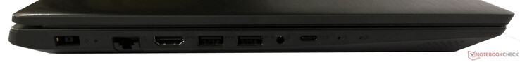 Linke Seite: Netzanschluss, GigabitLAN, HDMI, 2x USB 3.1 Gen1, 1x kombinierter 3,5-mm-Klinkenanschluss, 1x USB 3.0 Typ-C