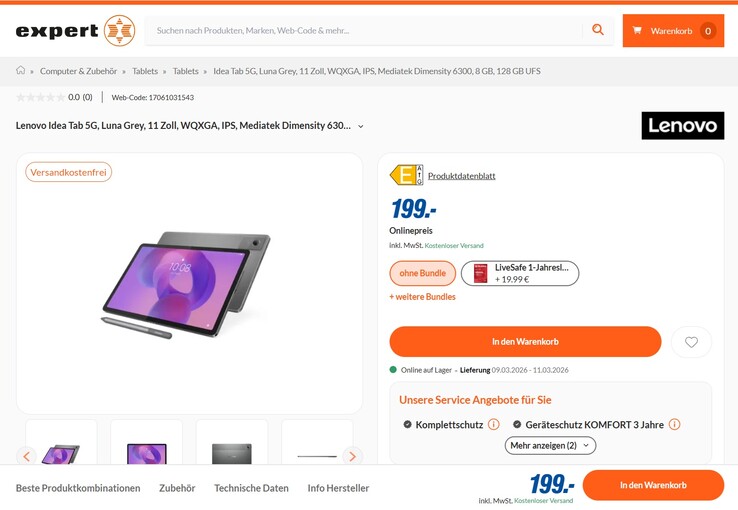 Lenovo Idea Tab (ZAFM0112SE) für 199 Euro.