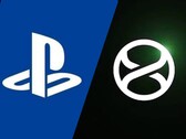 Die Logos von PlayStation und Xbox für Project Helix nebeneinander platziert