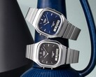 Die Retro-Analog-Digital-Uhren Casio AQ-240E-1A und AQ-240E-2A2 mit schwarzen bzw. blauen Sunburst-Zifferblättern, nebeneinander abgebildet.