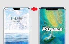Huawei Mate 30 Pro vs. Huawei Mate 20 Pro laut jüngstem Leak aus China. Die breite Notch bleibt, schrumpft aber ein wenig.