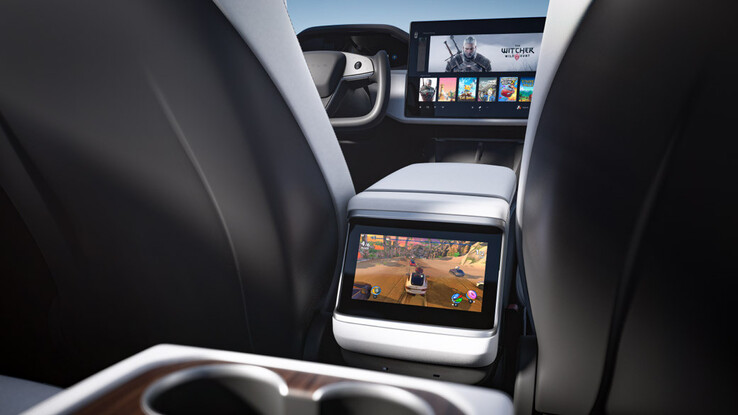 Auch Fahrgäste auf den Rücksitzen können von der Gaming-Performance profitieren. (Bild: Tesla)
