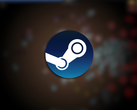Im Bild: Das Steam-Logo überlagert einen unscharfen Screenshot aus dem Spiel Power Fantasy. (Bildquelle: Steam - bearbeitet)