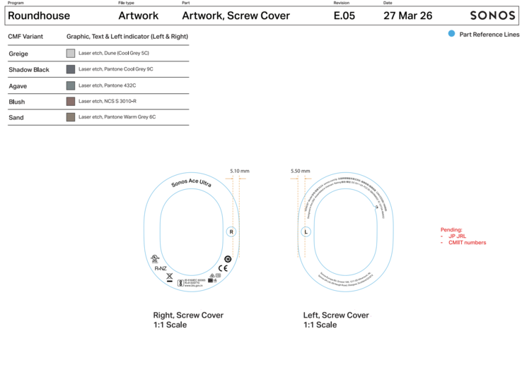 FCC-Eintrag der Sonos Ace Ultra.