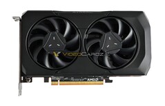 Die AMD Radeon RX 7600 Referenz-Grafikkarte soll auf ein kompaktes Gehäuse mit nur zwei Lüftern setzen. (Bild: VideoCardz)