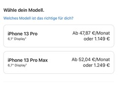 Die angeführten Preise für das iPhone 13 Pro und iPhone 13 Pro Max sind hoch (Bild: Apple)