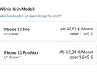 Die angeführten Preise für das iPhone 13 Pro und iPhone 13 Pro Max sind hoch (Bild: Apple)
