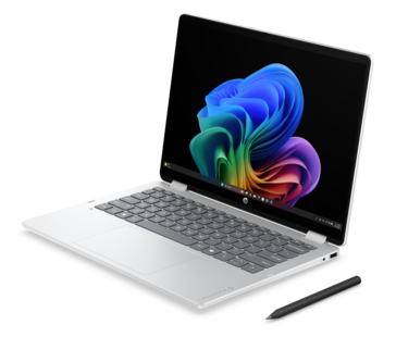 HP OmniBook 5 Flip 14 GlacierSilver Pen FrontLeftOpen