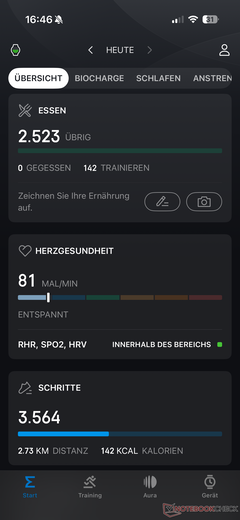 Getrackt werden unter anderem Kalorienverbrauch und Schritte