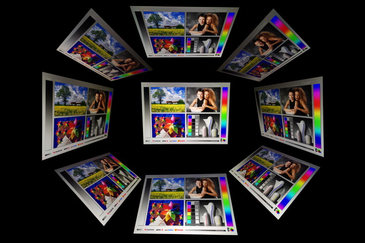 Gute IPS-Blickwinkelstabilität. Helligkeit und Farben verringern sich erst bei sehr starken Blickwinkeln