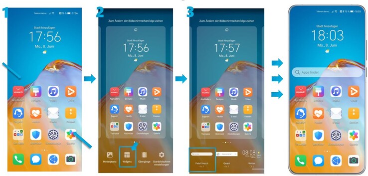 Die Huawei Suchfunktion aka Petal Search kann man als Widget am Home Screen einblenden, auf neuen Huawei-Phones ist das bereits Standard.
