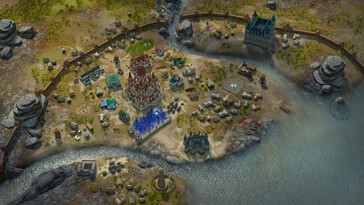 Eine Stadt in Pathfinder: Kingmaker — Enhanced Plus Edition.
