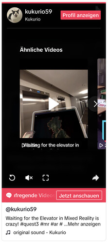 Erste Aufnahmen vor einem Aufzug mit Quest 3
